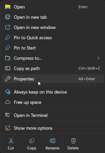 Select the top folder